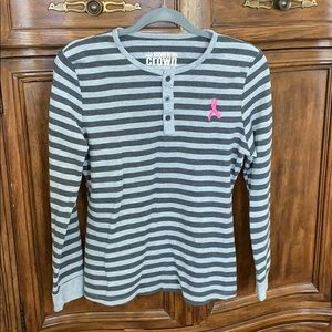 Lightweight Thermal Stripped Henley Shirt